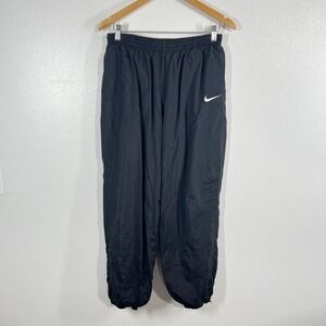 90s Nike Woven Lined Track Pants Black Youth XL (Fits Mens S)Embroidered Swoosh